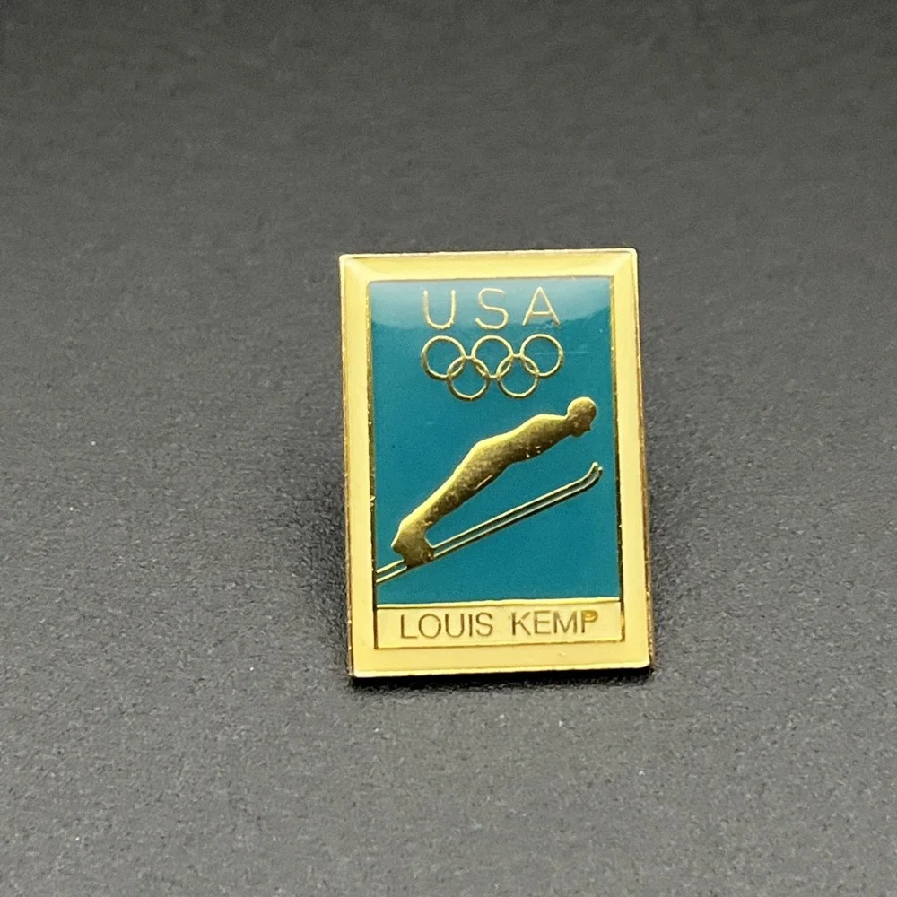 Vintage Olympic Games Team USA Louis Kemp Sponsor Skiing Lapel Hat Pin